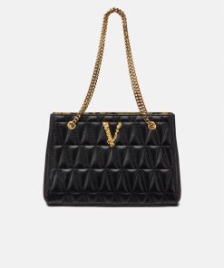 VERSACE VIRTUS QUILTED SMALL TOTE BAG