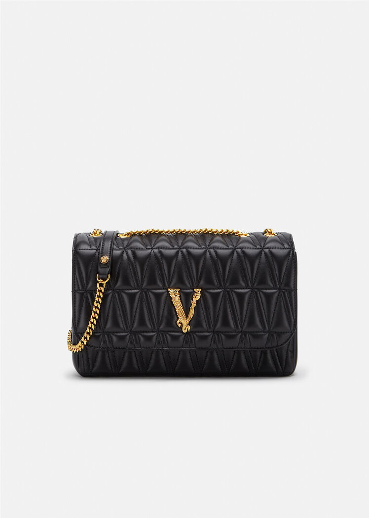 VERSACE VIRTUS QUILTED NAPPA LEATHER SHOULDER BAG – Mall365.com.my