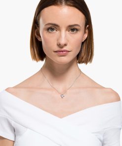 Alternative view of Attract Cluster Pendant, White, Rhodium plated