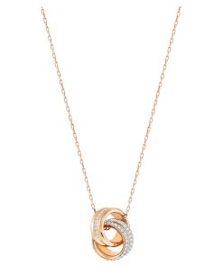 Further Pendant, White, Rose-gold tone plated