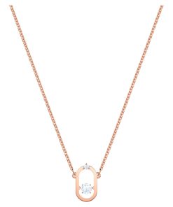 North Necklace, White, Rose-gold tone plated