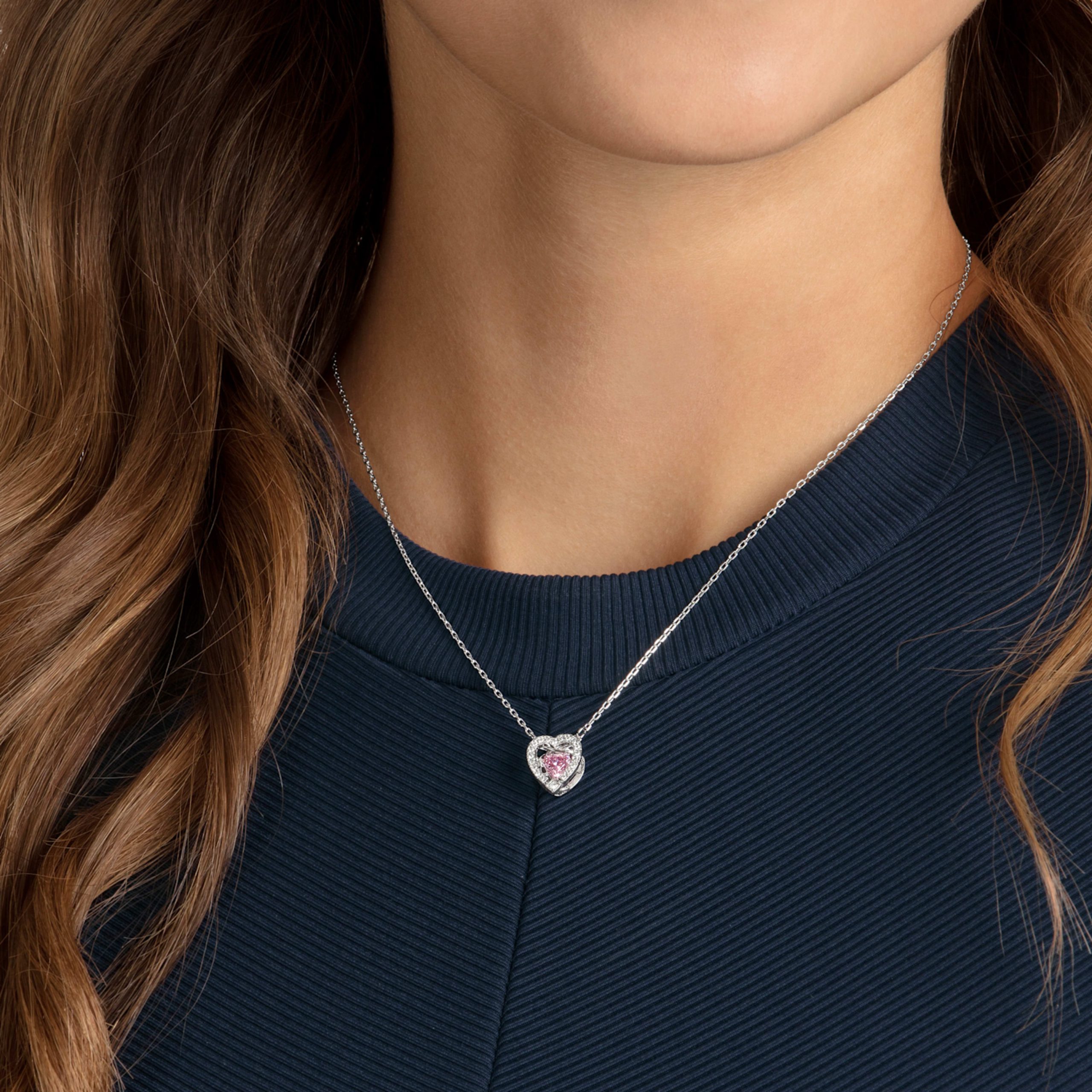 ROSE GOLD PENDANT WITH HEART SHAPED PINK SAPPHIRE AND DIAMOND HALO, .1 -  Howard's Jewelry Center
