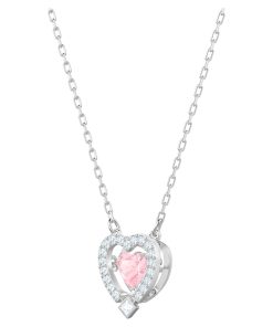 Alternative view of Swarovski Sparkling Dance Heart Necklace, Pink, Rhodium plated