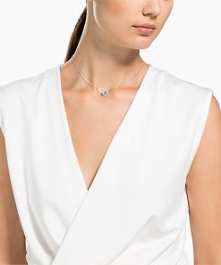 Alternative view of Swarovski Sparkling Dance Round Necklace, Blue, Rhodium plated