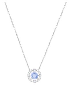 Swarovski Sparkling Dance Round Necklace, Blue, Rhodium plated