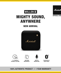 MARSHALL WILLEN II PORTABLE BLUETOOTH SPEAKER - BLACK & BRASS