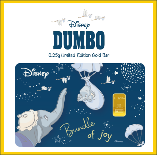 DISNEY X AURORA ITALIA (0.25g) 999.9 Dumbo Bundle of Joy Limited Edition Gold Bar