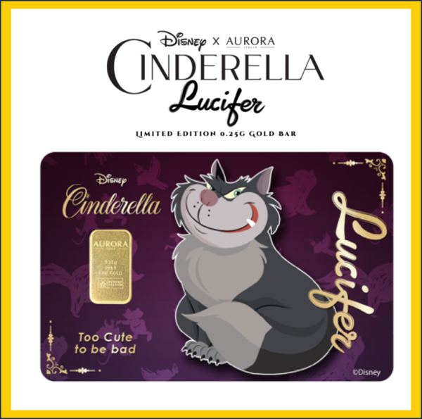 DISNEY X AURORA ITALIA (0.25g) 999.9 The Cinderella Lucifer Limited Edition Gold Bar