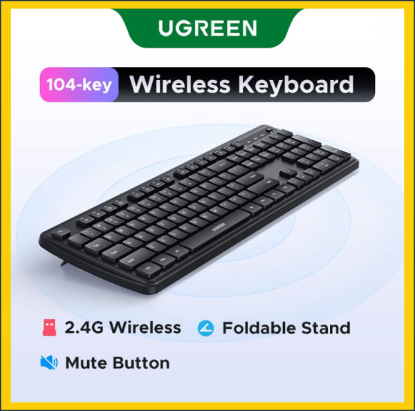 UGREEN 2.4G Wireless Slient Keyboard Ergonomic Design