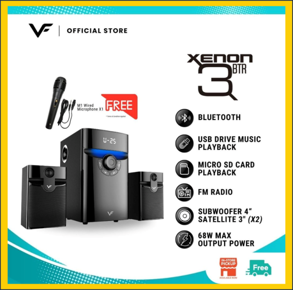 Vinnfier VF Xenon 3 BTR 2.1 TV Speaker Wireless Bluetooth Speaker 2.1 Speaker Aux Line Dual Mic Jack