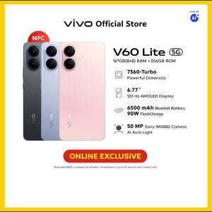 vivo V60 Lite 5G 16*GB+256GB 50MP ZEISS Super Telephoto Camera 7360-Turbo Powerful Dimensity AI Aura